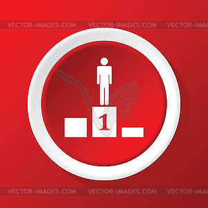 Winner icon on red - vector clip art
