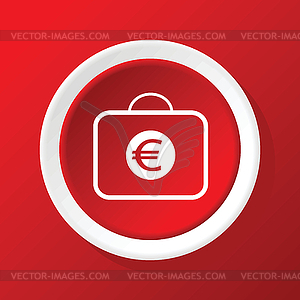 Euro case icon on red - vector image