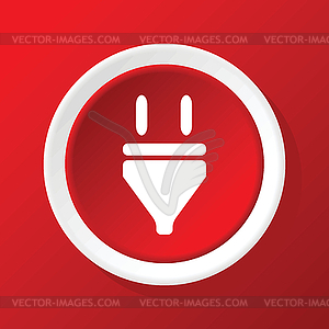 Plug icon on red - vector clipart