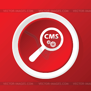 CMS search icon on red - vector clipart