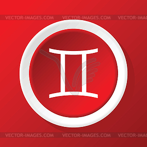 Gemini icon on red - vector image