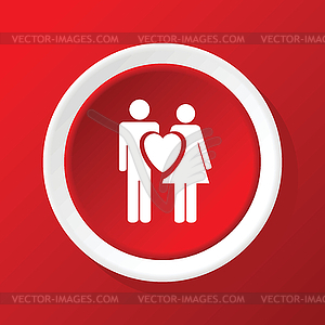 Love couple icon on red - vector image