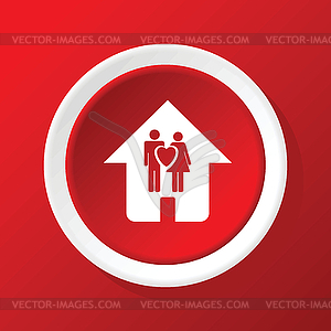 Family house icon on red - vector clipart