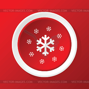 Snowflakes icon on red - vector image