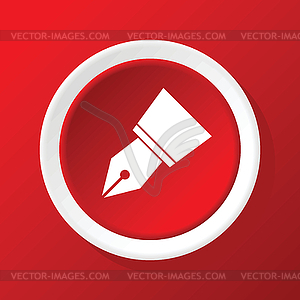 Ручка значок перо на красном - векторное изображение EPS