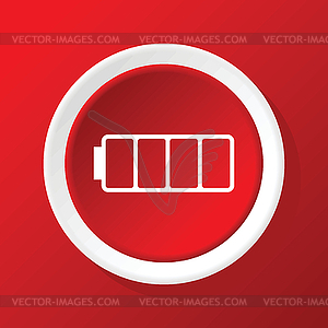 Empty battery icon on red - vector image