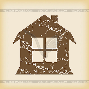 Grungy house with window icon - vector image