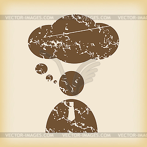 Grungy thinking person icon - vector clip art
