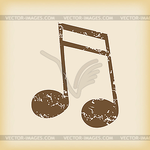 Grungy sixteenth note icon - royalty-free vector clipart