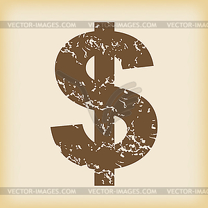 Grungy dollar icon - vector image