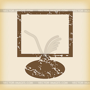 Grungy monitor icon - vector image