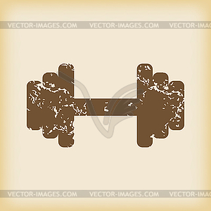 Grungy barbell icon - vector EPS clipart