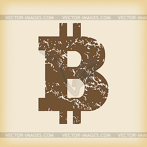 Grungy bitcoin icon - vector image