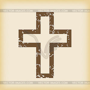 Grungy christian cross icon - vector image