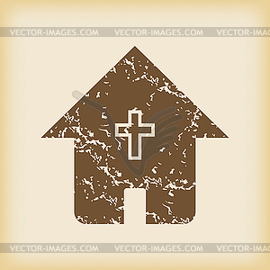 Grungy christian house icon - vector clipart