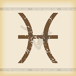 Grungy pisces icon - vector clip art