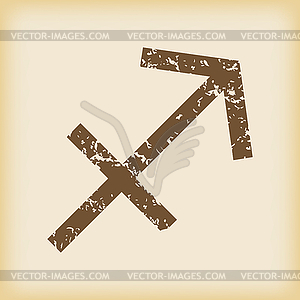 Grungy sagittarius icon - vector image