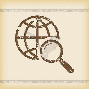 Grungy global search icon - royalty-free vector image
