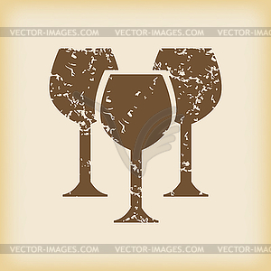 Grungy wine glass icon - vector clip art