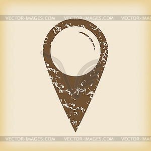 Grungy map pointer icon - vector clipart