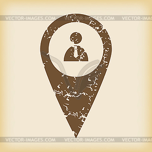 Grungy person pointer icon - vector image