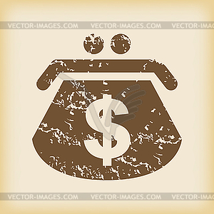 Grungy dollar purse icon - vector clipart