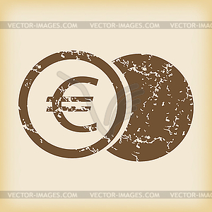 Grungy euro coin icon - vector image