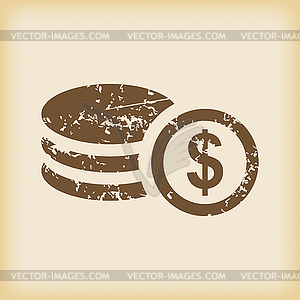 Grungy dollar rouleau icon - vector clipart
