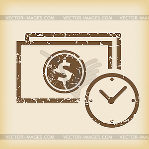 Grungy financial time icon - vector image