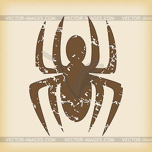 Grungy spider icon - vector image