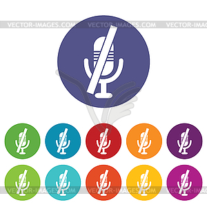Muted microphone icon set - vector clip art