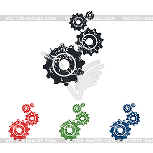 Gears grunge icon set - vector image