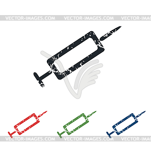 Syringe grunge icon set - vector image