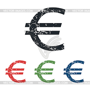 Euro grunge icon set - vector clipart