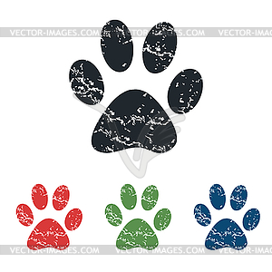 Paw grunge icon set - stock vector clipart