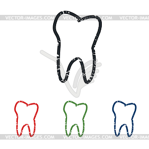 Tooth grunge icon set - vector image