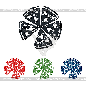 Pizza grunge icon set - vector image