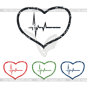 Cardiology grunge icon set - vector image