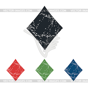 Diamonds grunge icon set - vector image