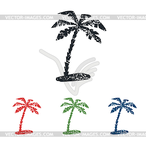 Palm grunge icon set - stock vector clipart