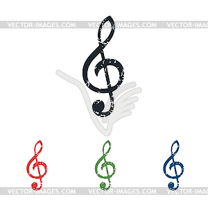 Treble clef grunge icon set - vector clipart