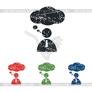 Thinking person grunge icon set - royalty-free vector image