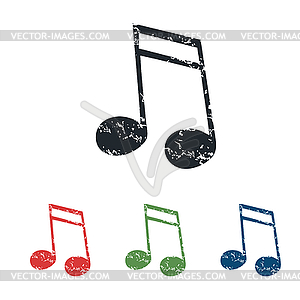 Sixteenth note grunge icon set - vector clip art