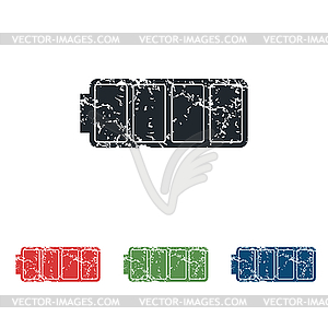 Full battery grunge icon set - vector image