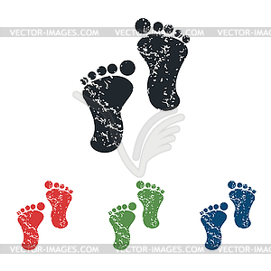 Footprint grunge icon set - vector image