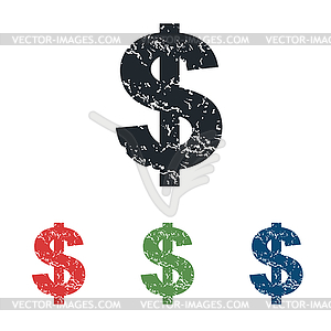 Dollar grunge icon set - vector image