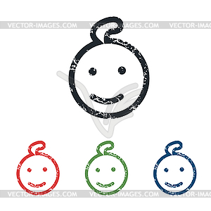 Smiling child grunge icon set - vector clipart