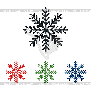 Snowflake grunge icon set - vector clipart