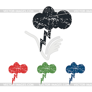 Thunderstorm grunge icon set - vector image