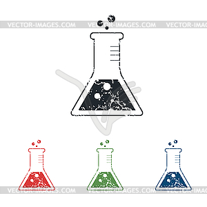 Conical flask grunge icon set - vector clipart